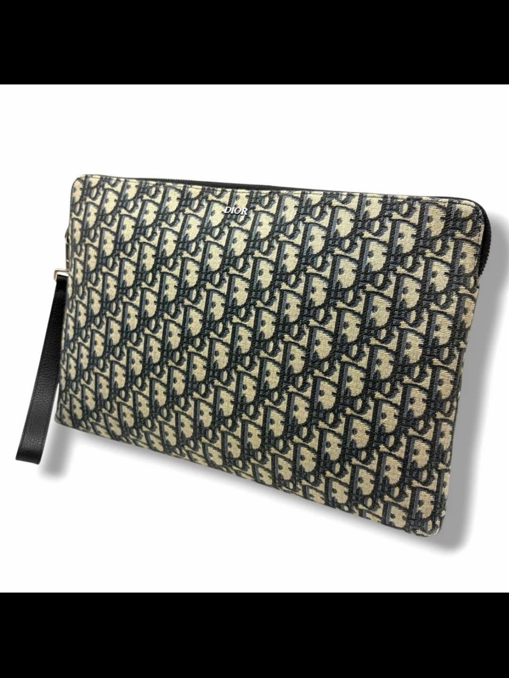 Dior Beige & Black Monogram Zip Wristlet